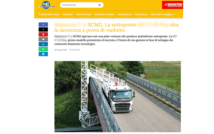 欧洲媒体e-CONSTRUCTION点赞NG电子游戏桥梁检测车
